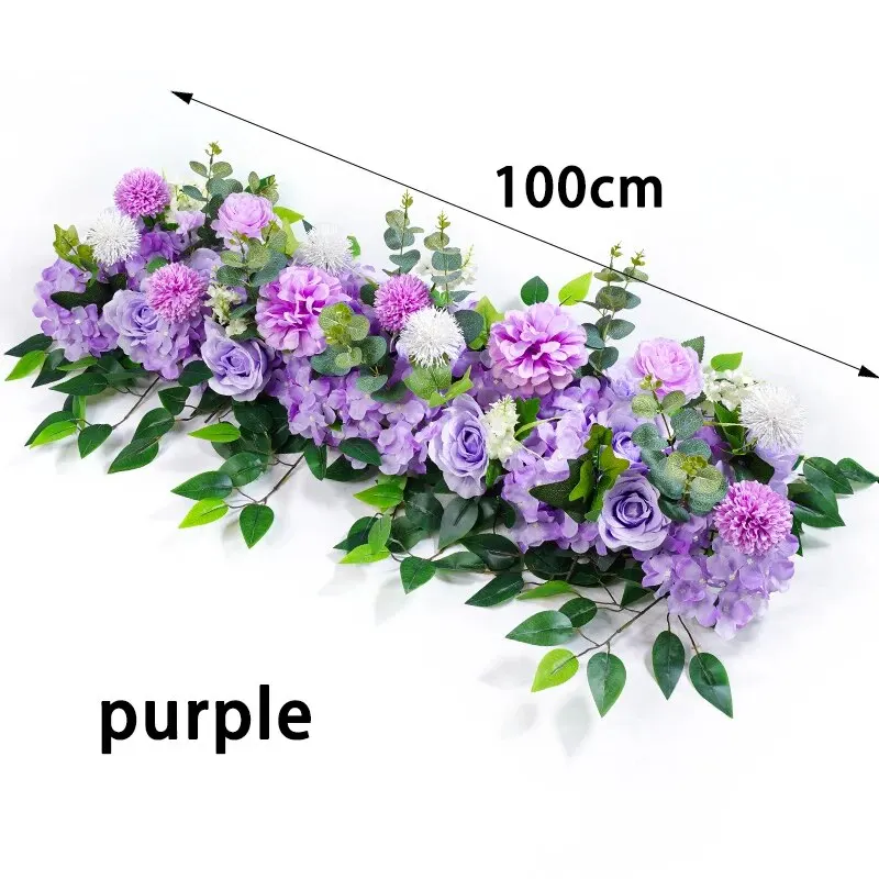 100Cm Luxe Witte Roos Kunstmatige Bloem Rij Trouwtafel Middelpunt Bloemen Achtergrond Muur Bogen Decor Feest Podium Bloemen