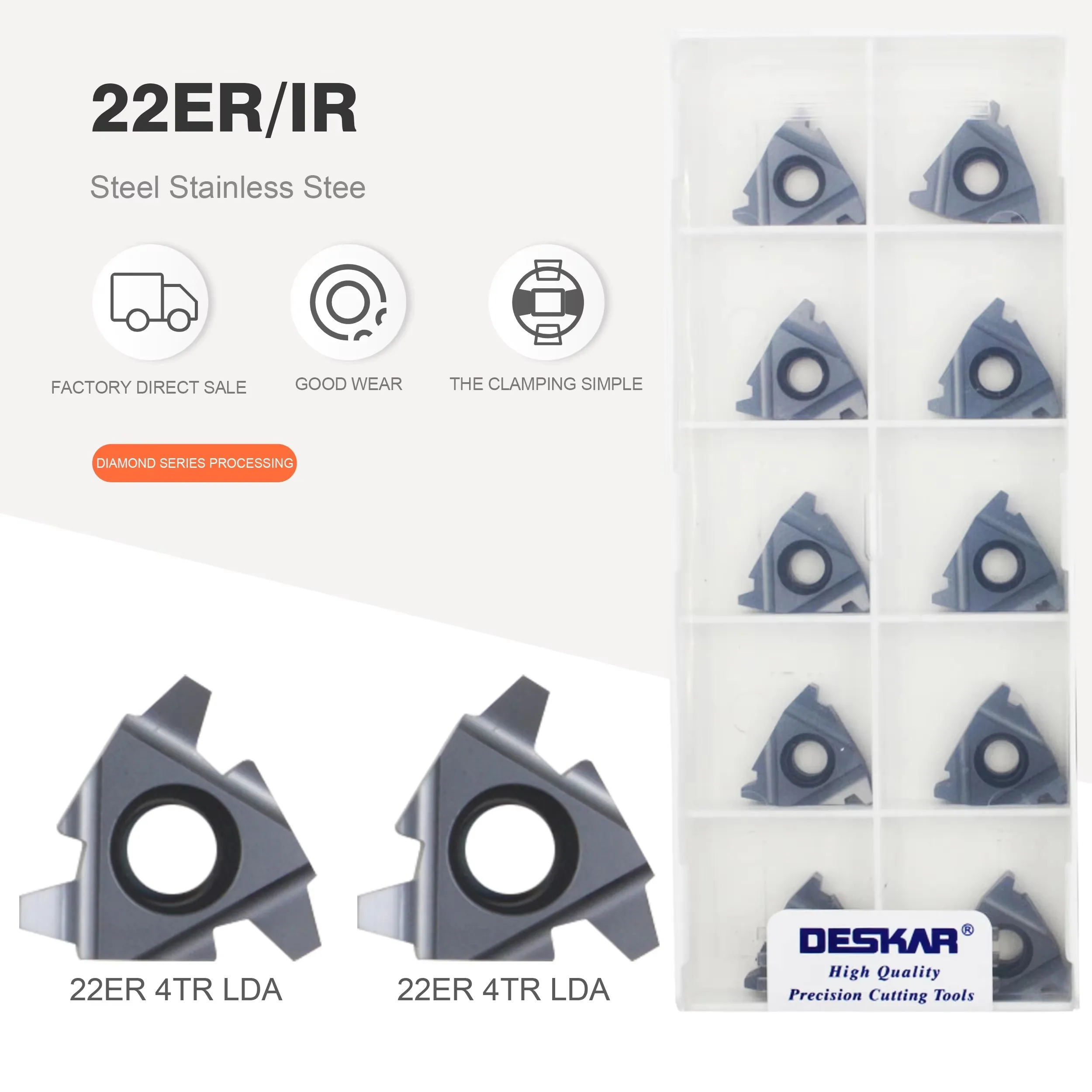 DESKAR 22ER/IR Serie Gewindefräsklinge 22ER/IR 4/5/6TR 5ACME LDA Innen- und Außengewindefräsklinge Universelle Materialbearbeitung – Detail 1