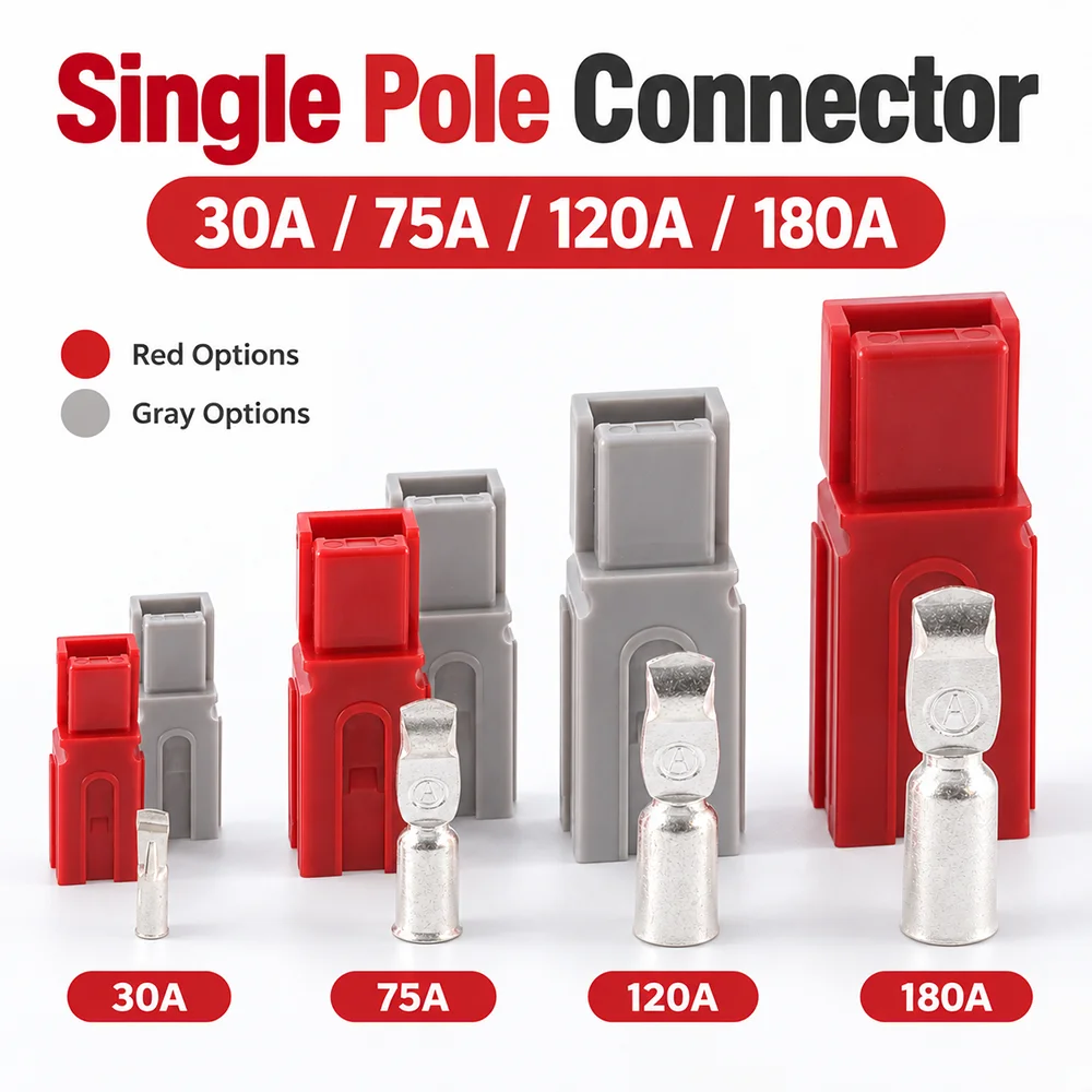 2/4/10/20/50 Pcs Single Pole 30A 75A 120A 180A Plug 600V DC Battery Connector UPS Power Plug High Current Quick Plug