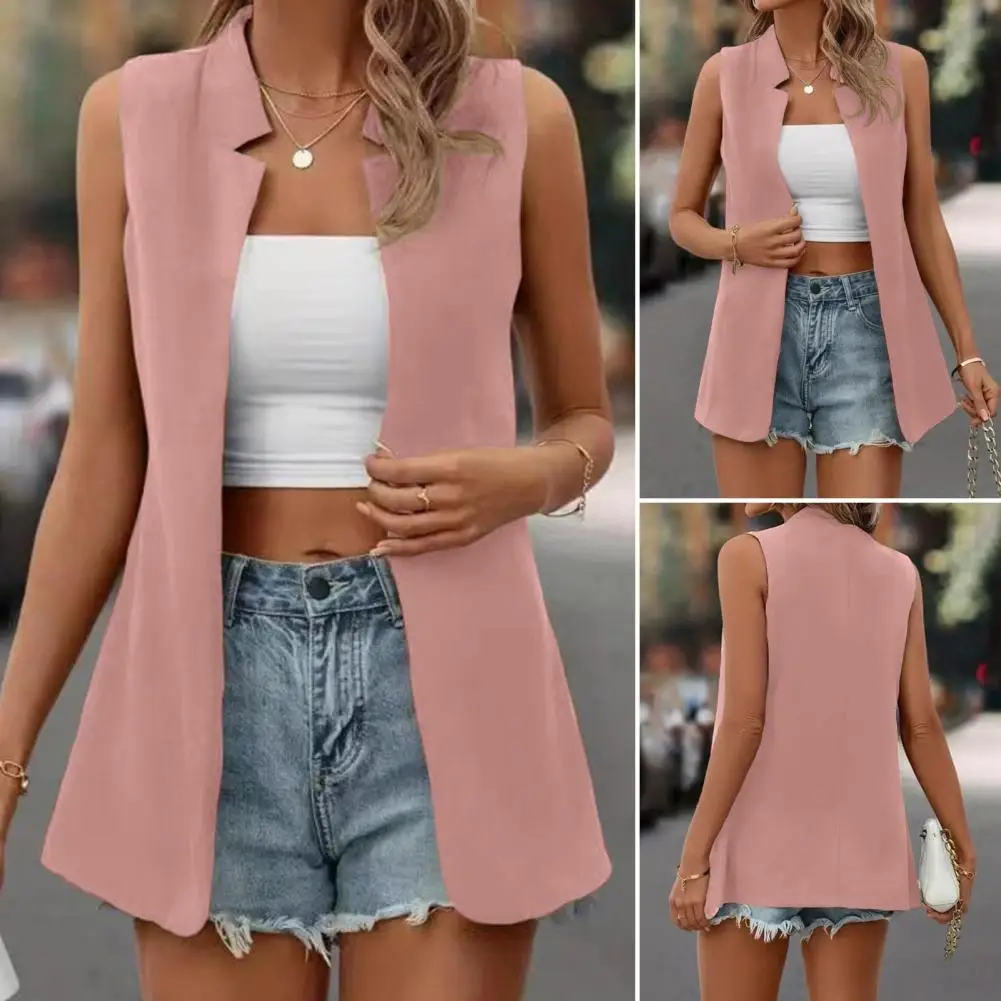 Casual Stylish Women\'s Sleeveless Vest Versatile Solid Color Cardigan for Lady Soft Washable Casual Jacket for All Occasions