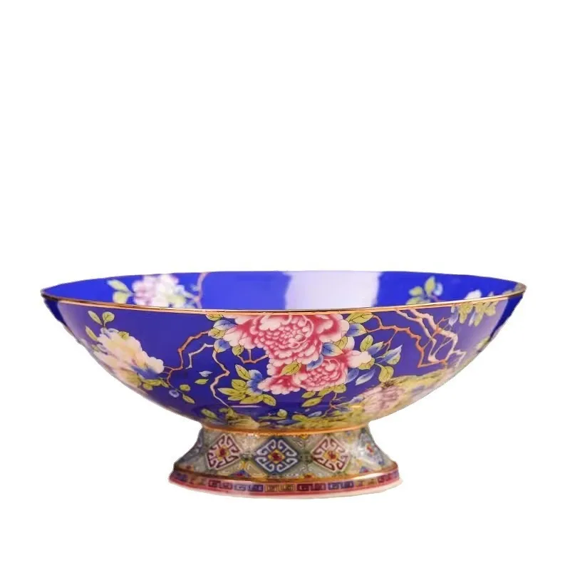

9.5-Inch Hat Enamel Color Ceramic Noodle Bowl Large Soup Chinese Home Soup High Foot Noodle Bowl