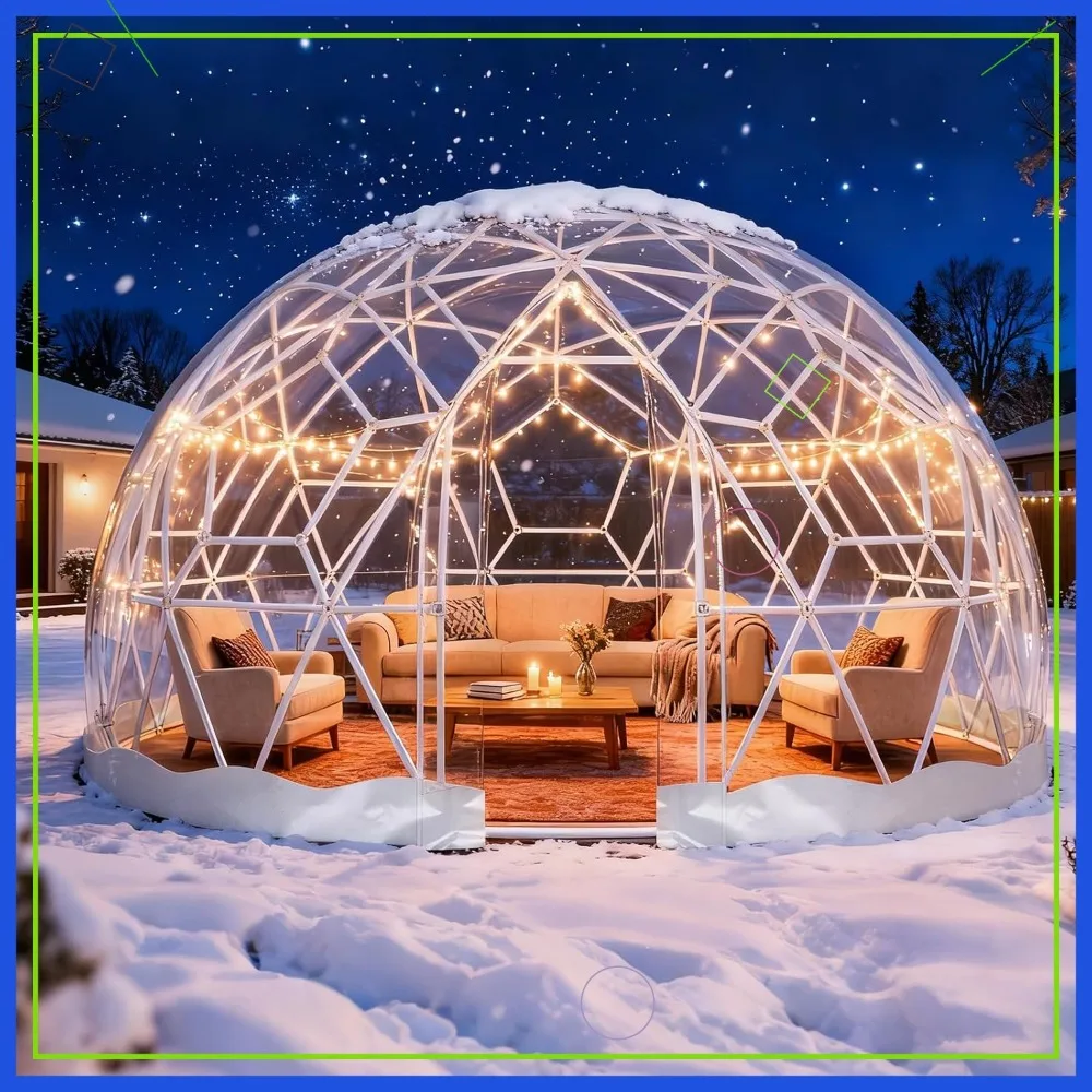 Tienda de campaña con cúpula de jardín de 12 pies, invernadero de TPU para exteriores para 4-8 personas, tienda de campaña con burbujas transparente impermeable para acampar, fiestas, bodas