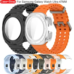 Tempered Glass Cover +Strap For Samsung Galaxy Watch Ultra 47mm Silicone Strap For Galaxy Watch Ultra 47mm Band Protector Case