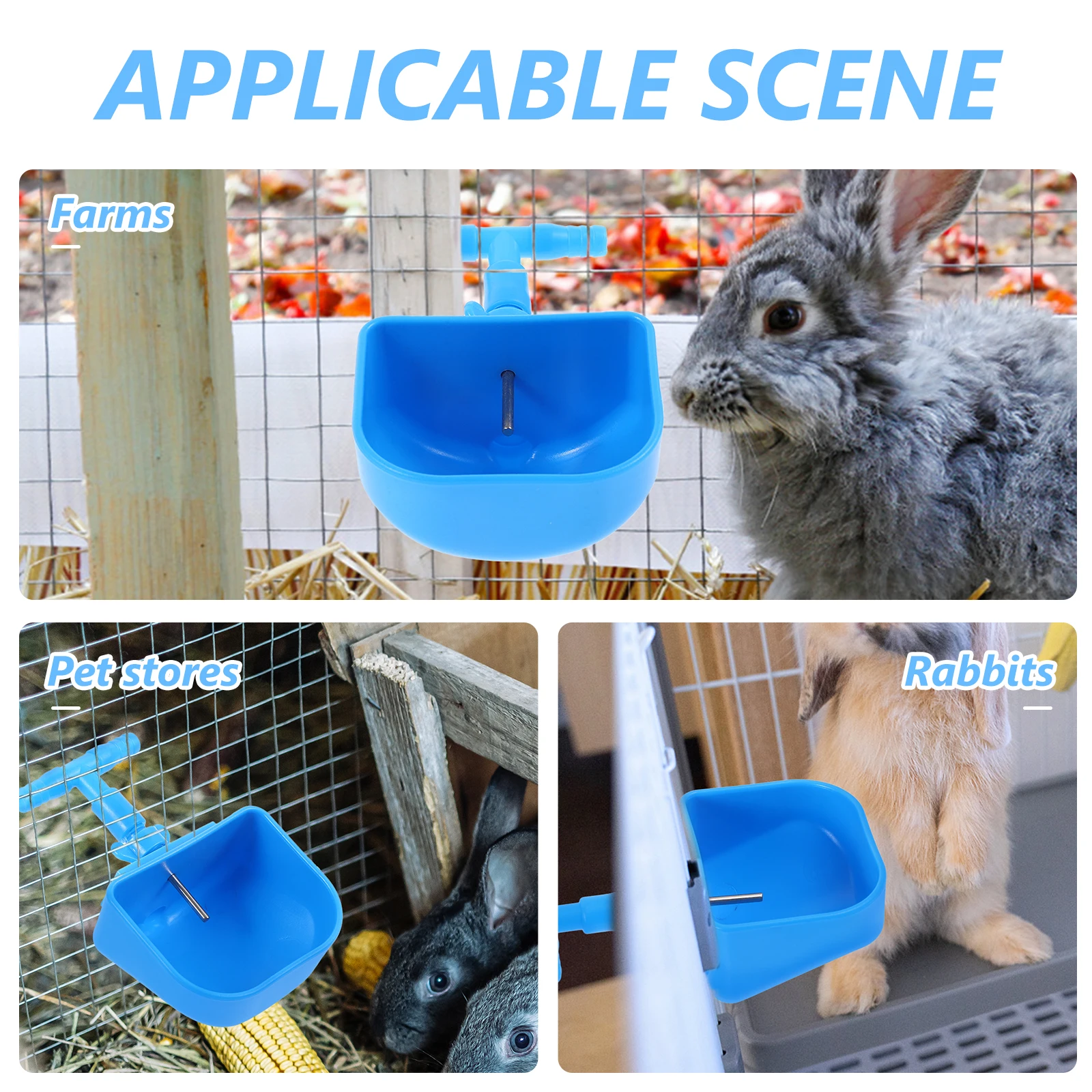 

2pcs Rabbit Waterer Large Capacity Automatic Drinking Bowl Plastic Dispenser Pet Feeding Supplies Bunny Water Bowl