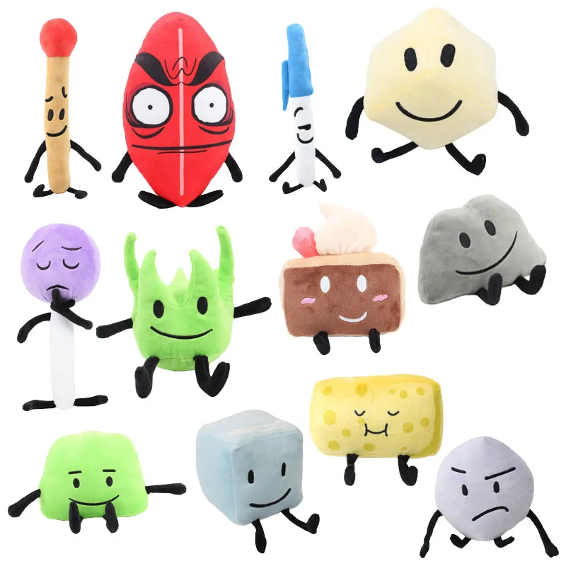 BFDI Battle for Dream Island Plush, Match Surfboard Marker Cake Rock Cheese Soft Stuffed Plushie for Fans Collection
