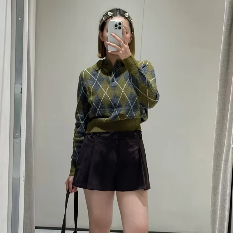 

Chic Street Youth Joker Travel PulloverAutumn New Sweater Women's 2025 Fashion Slim Diamond Plaid Elegant Warm Women's Sweater