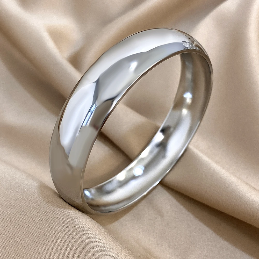 Big Glossy Wide Bracelet Bangle Hypoallergenic 18K Gold Plated Bracelets for Women Stainless Steel Cuff Jewelry Accessories