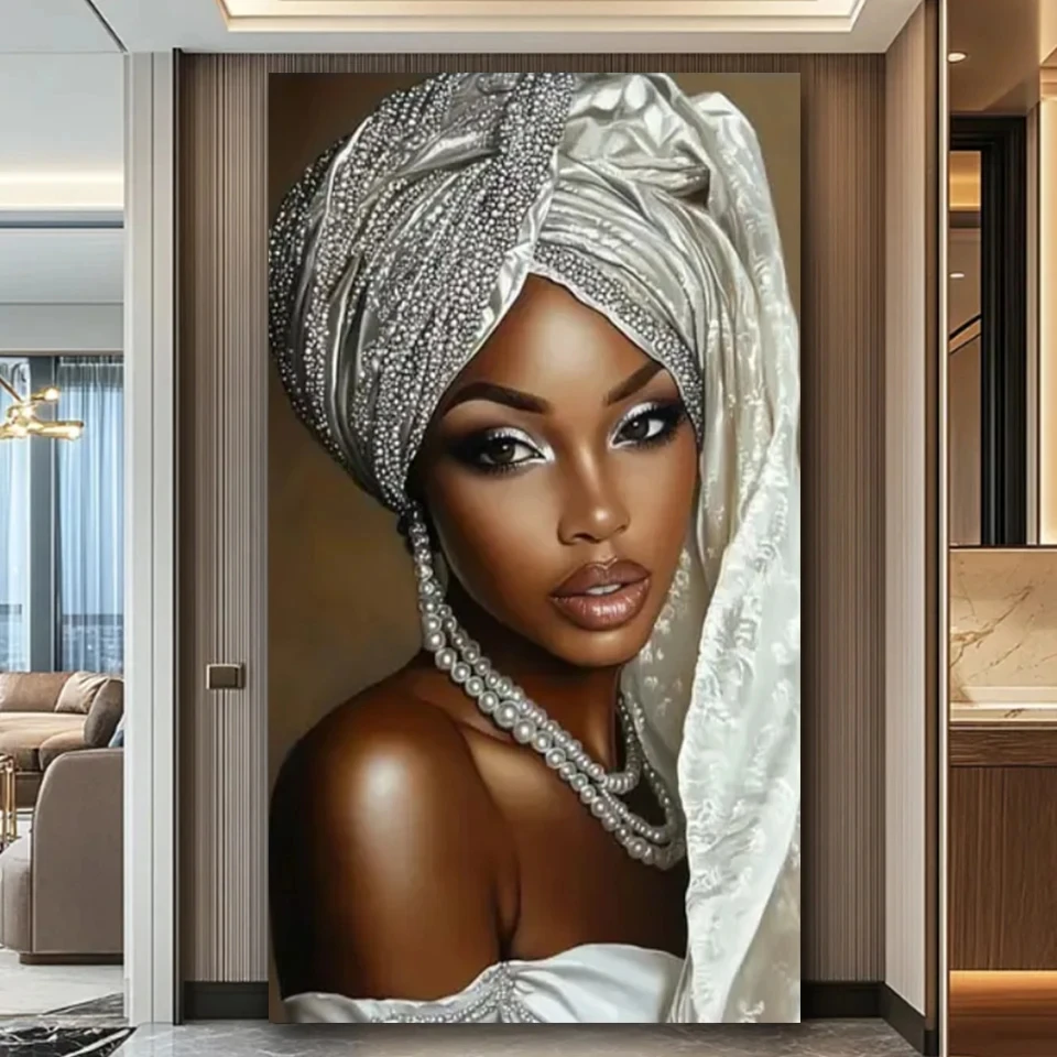 

Серебристая афро-американская женщина, сделай сам, алмазная живопись, большой размер, наборы для вышивки крестом, алмазная мозаика для декора гостиной