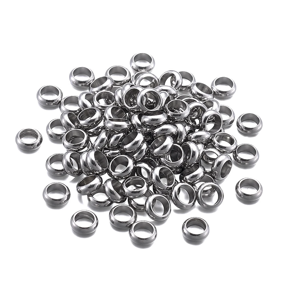 100pcs Ring 304 Stainless Steel Bead Spacers for Jewelry Bracelet Necklace Making DIY Accessories Findings 4mm 5mm 6mm 7mm 8mm