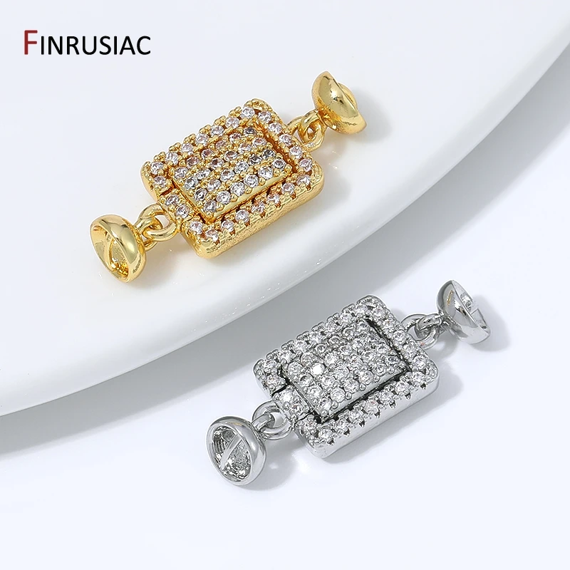 18K Gold Plated Brass Zircon Strong Magnetic Clasps,Rectangle Shape Connector Locks For DIY Bracelet Necklace Making Accessories image 5