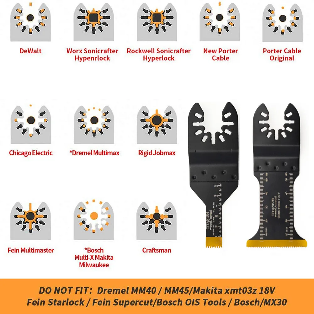 Hoja de sierra multiherramienta oscilante de cambio rápido, bimetal, titanio, 10 piezas, para Black & Decker, Bosch, Chicago, Roybi, Milwaukee,