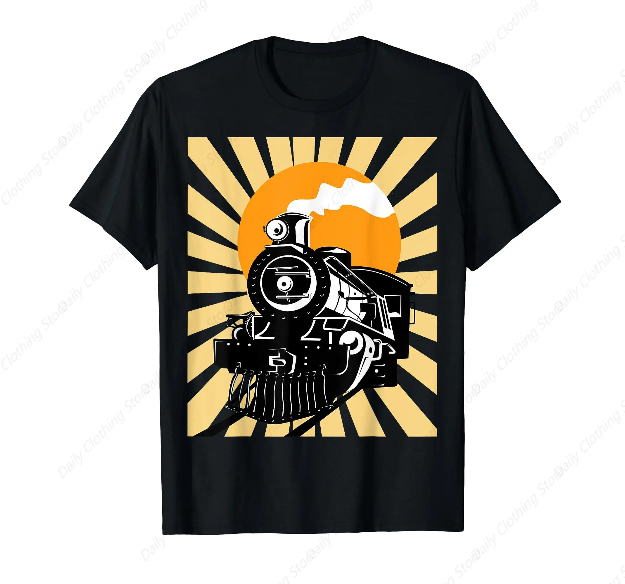 Vintage Train Shirt - Steam Locomotive T-Shirt Outdoor Sport Tops Leisure Gifts Funny Graphic Short Sleeve Daily Prevailing Tee