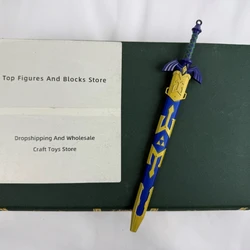 Master Sword Toy Model - 22cm (8.66in) Non-Sharp Blade - Realistic Replica with Spring Release Scabbard - Perfect for Zelda Fans
