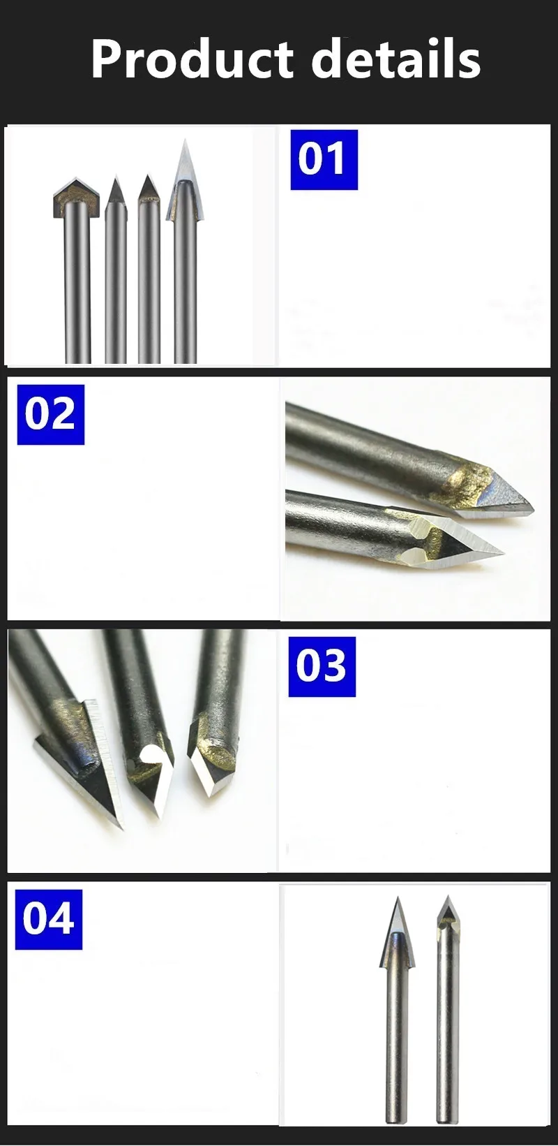 Stein- und Marmor-Gravurfräser, Granit-Fräser, CNC-Hartmetall-Drehmaschinen-Graviermesser, Fliesenbohr- und Fräswerkzeug – Detail 2