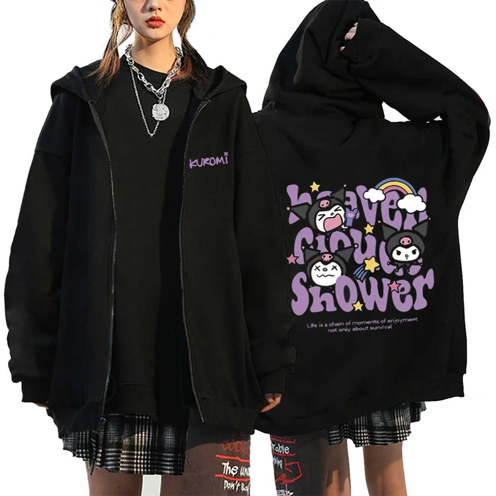 Essentiële Hoodies Dames Cardigan Rits Hoodies Sanrio Hello Kitty Kuromi Lange Mouw Dames Herfst En Winter Sweatshir