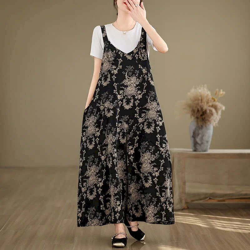 

Floral Jumpsuits Women Oversized One Piece Outfit Women Loose Korean Style Large Size Wide Leg Pants Casual Vintage Playsuits