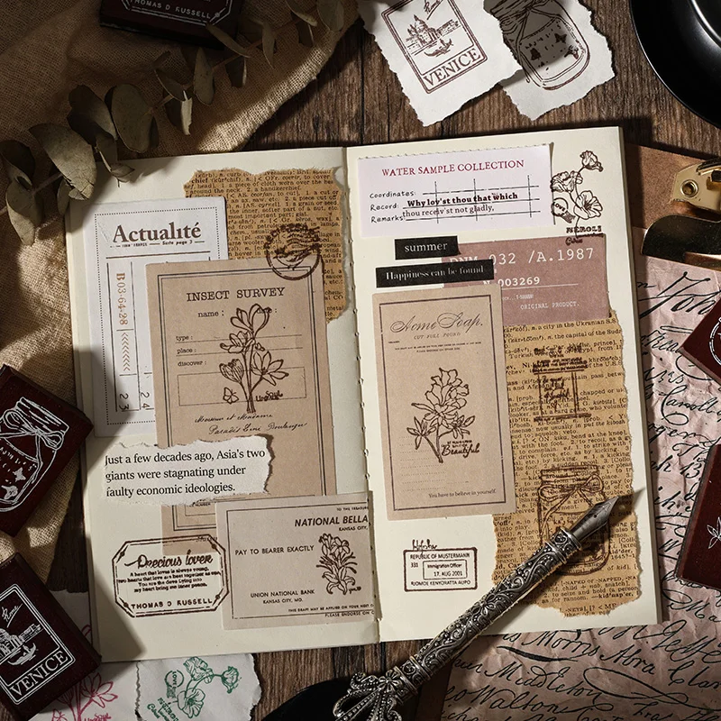 مجلة الذهاب 6 قطعة/المجموعة ختم الأناقة ختم مجموعة الكولاج غير المرغوب فيه مجلة سكرابوكينغ مخطط الألبان الخشب المطاط Stamps القرطاسية