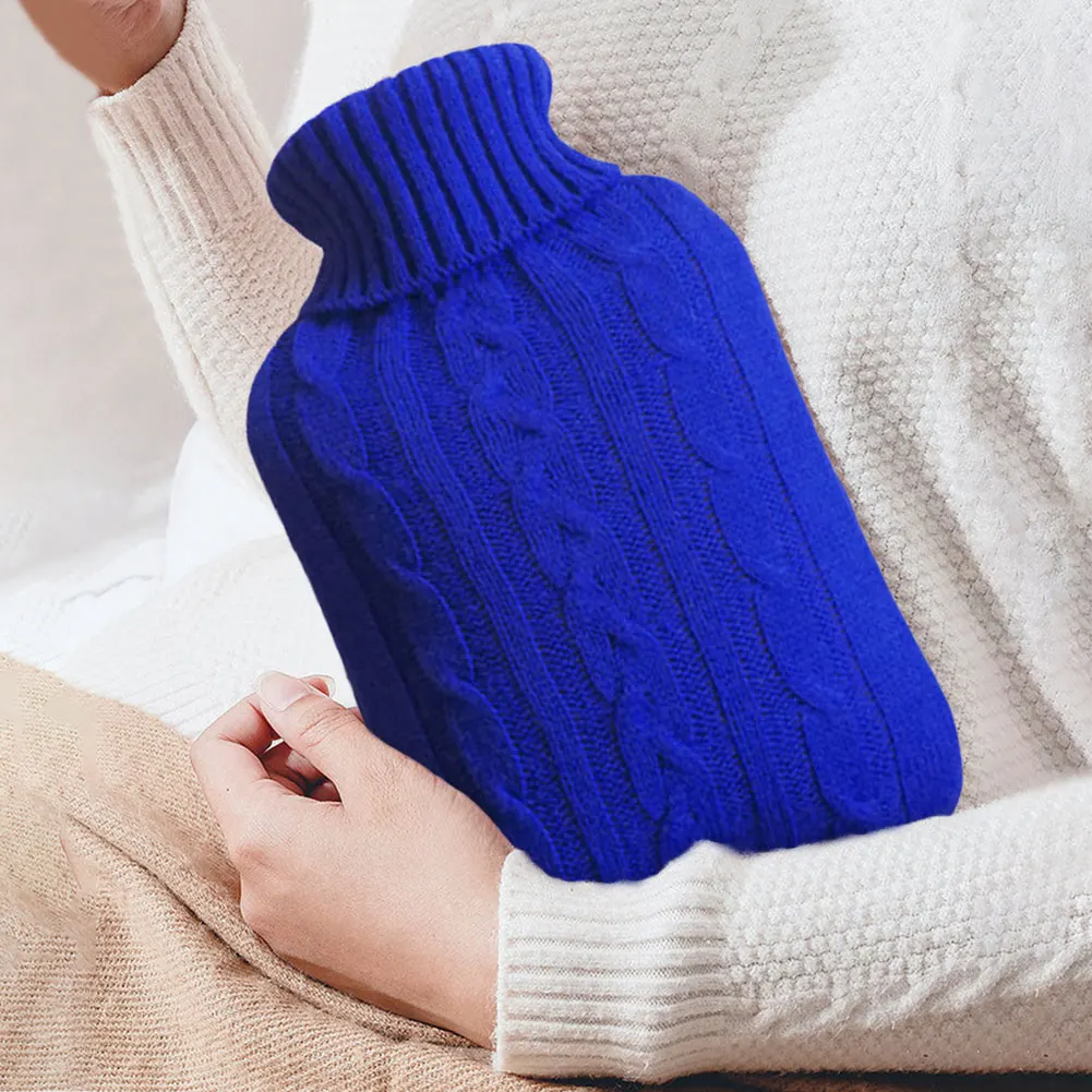 2L Wärmflasche gestrickt/Furry/Gummi-Abdeckung Wärmbeutel auslaufsicher kältebeständig Hand-Magwärmer-Taschen für heiße Kompresse