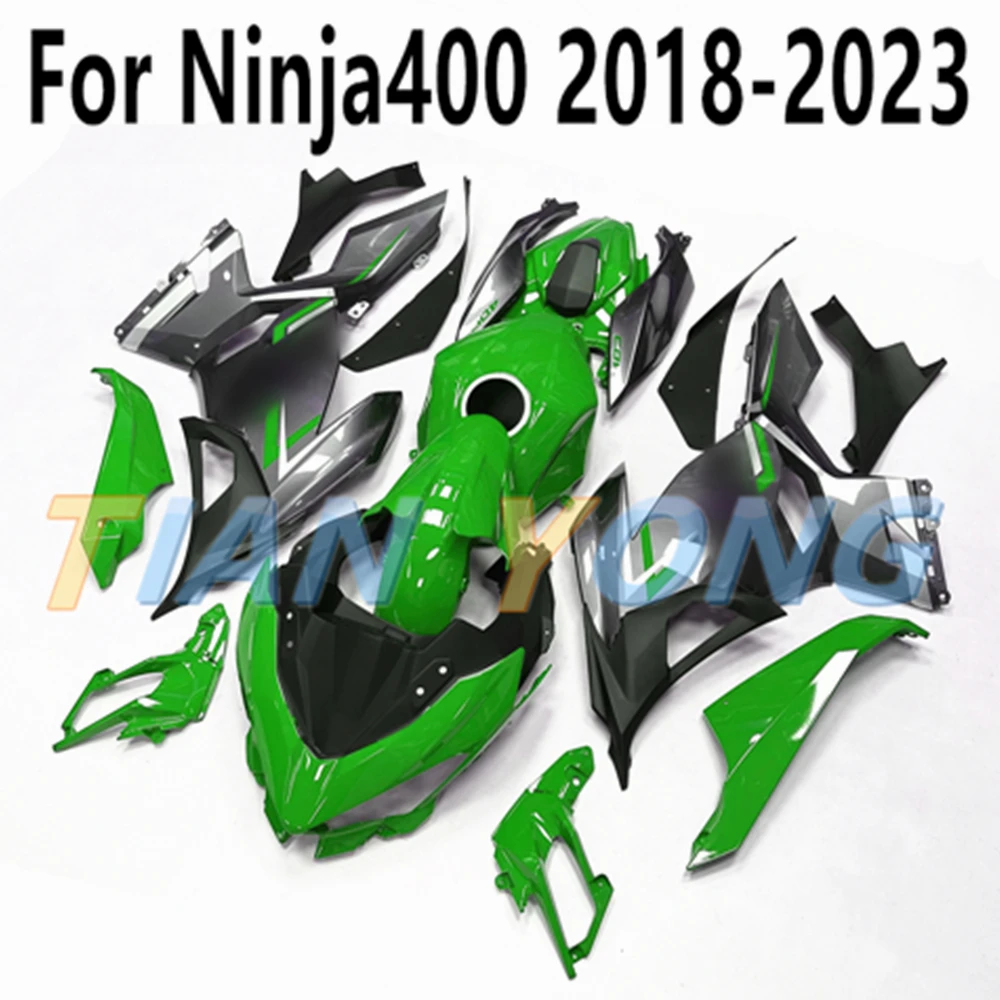 

For Ninja400 2018-2019-2020-2021-2022-2023 Full Fairing Kit Green Cement Gray Shiny Fit Ninja 400 Bodywork Cowling