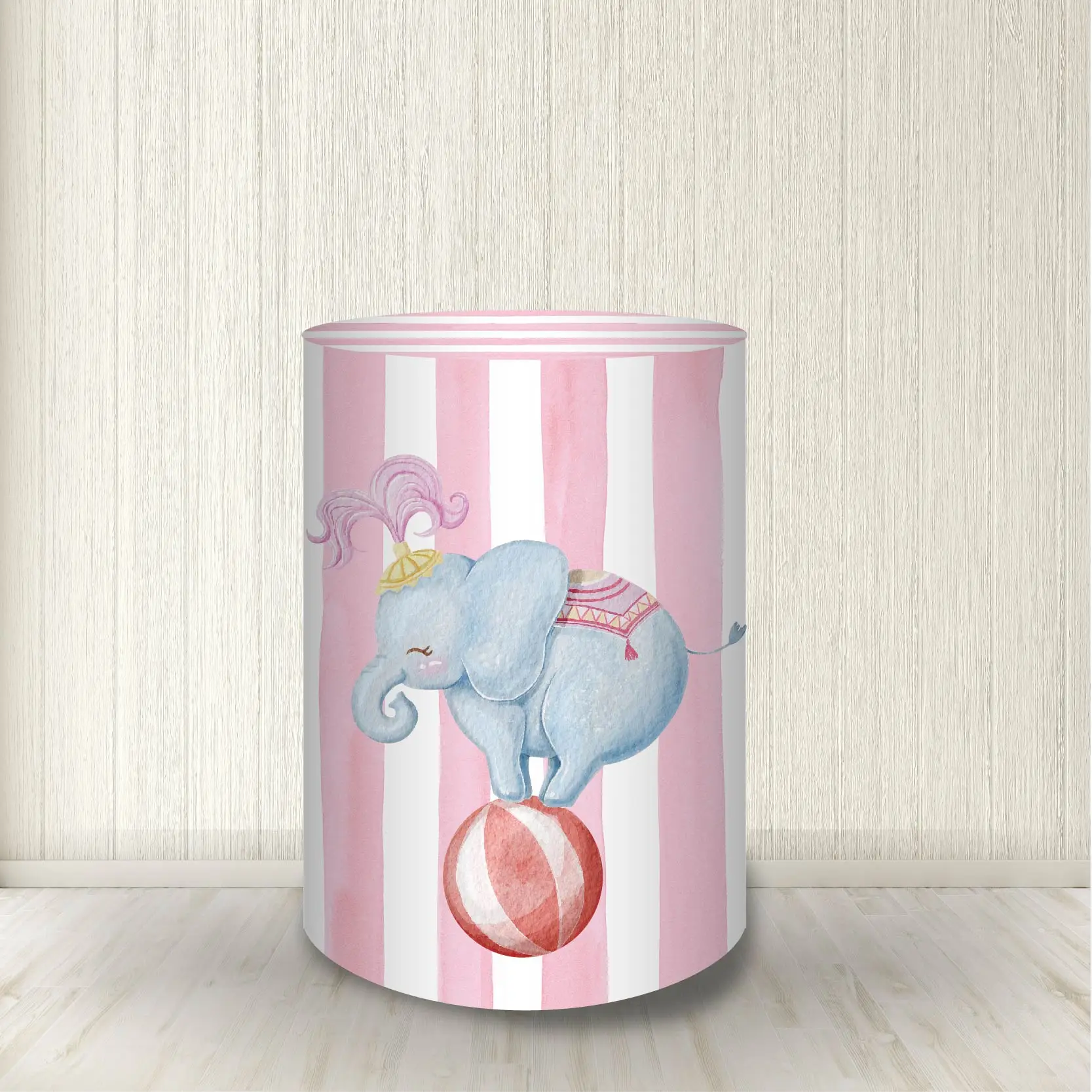 Cute Animals Pink Backdrop Cylinder Covers Circus Theme Pedestal Cove Baby Shower 1 Year Old Baby Birthday Party Table Decor