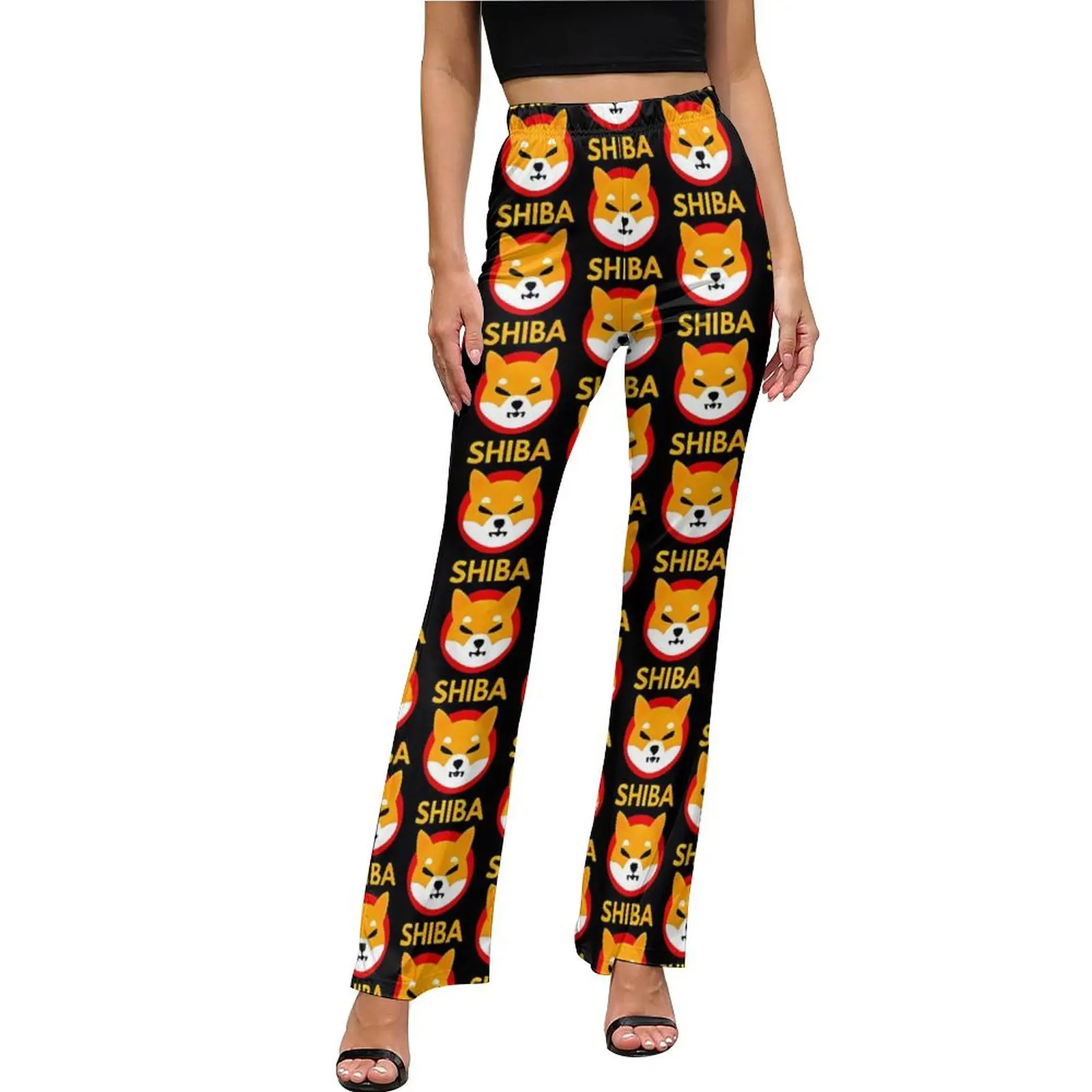 

Shiba Coin Cryptocurrency Pants Elastic High Waist Office Flare Trousers Summer Design Street Style Pants Birthday Gift