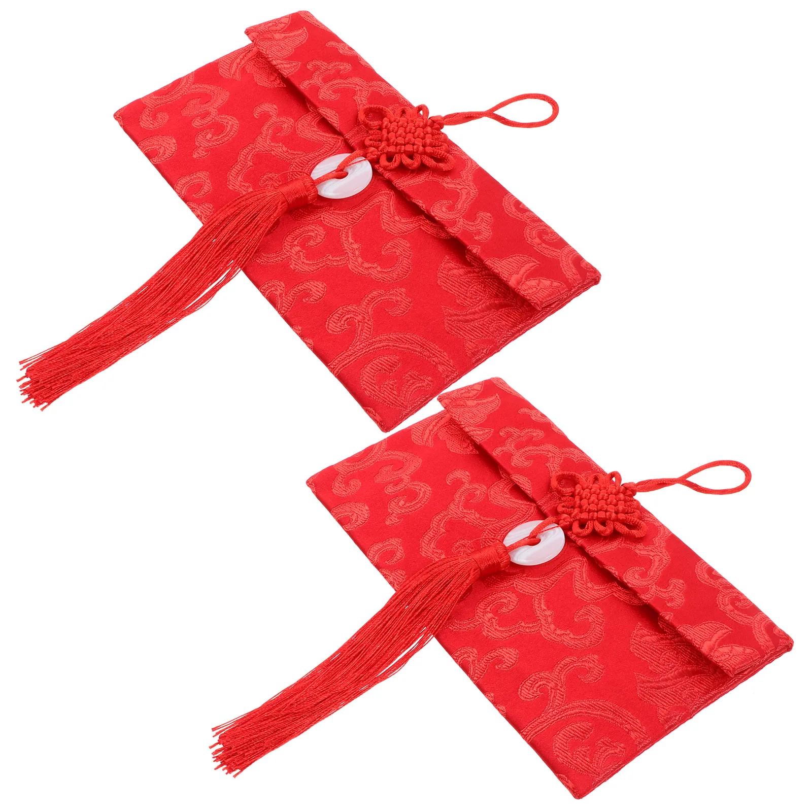 

2Pcs Festive Brocade Red Envelopes Elegant Money Storage Bag Chinese New Year Party Favors for Blessings and Celebration Joy