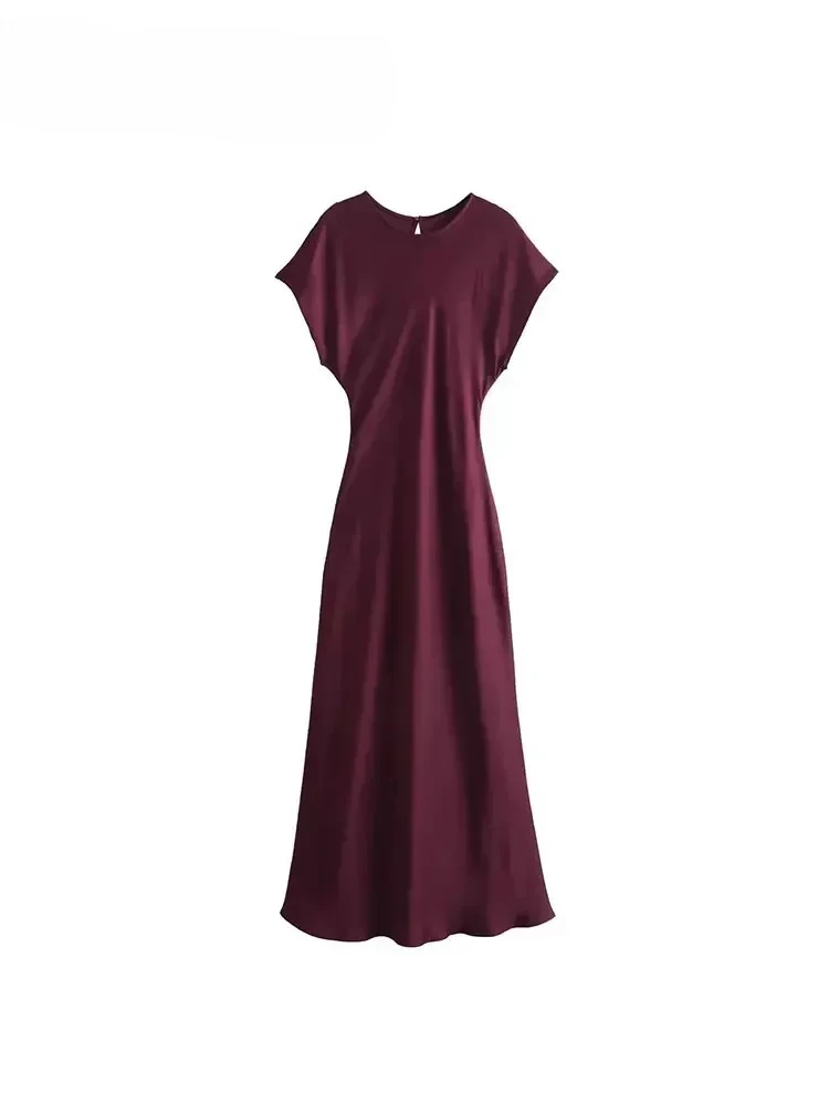 Vestido Midi de satén para mujer, vestidos largos para mujer, vestidos de noche elegantes y elegantes, vestido de fiesta femenino