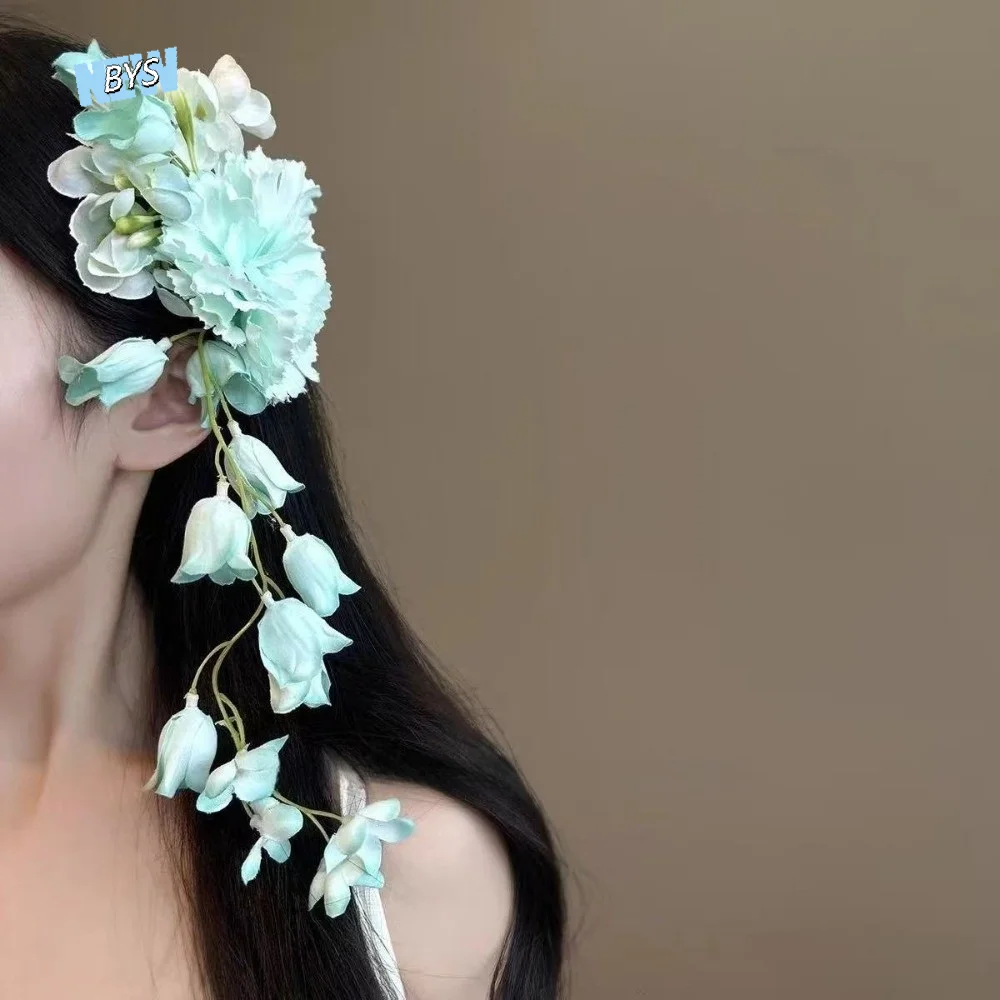 

Tassel Flower Hairpin Colorful Ancient Style Hanfu Hair Accessories Headpieces Side Clip Chinese Style Hair Clip