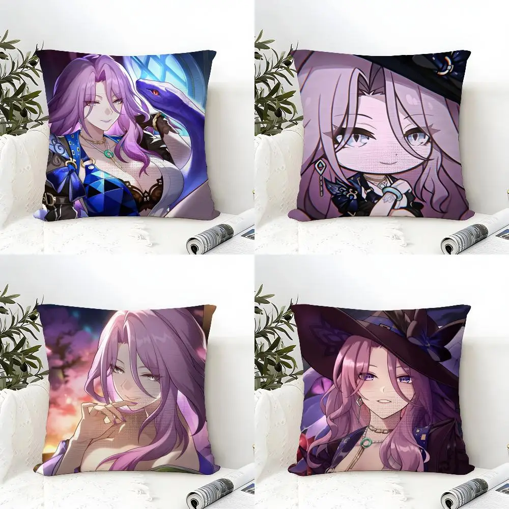 Honkai Star Rail Jade Cushion Cover Eco Linen Pillow Case Double-Sided Print Breathable Durable Zipper Home Decor Gift
