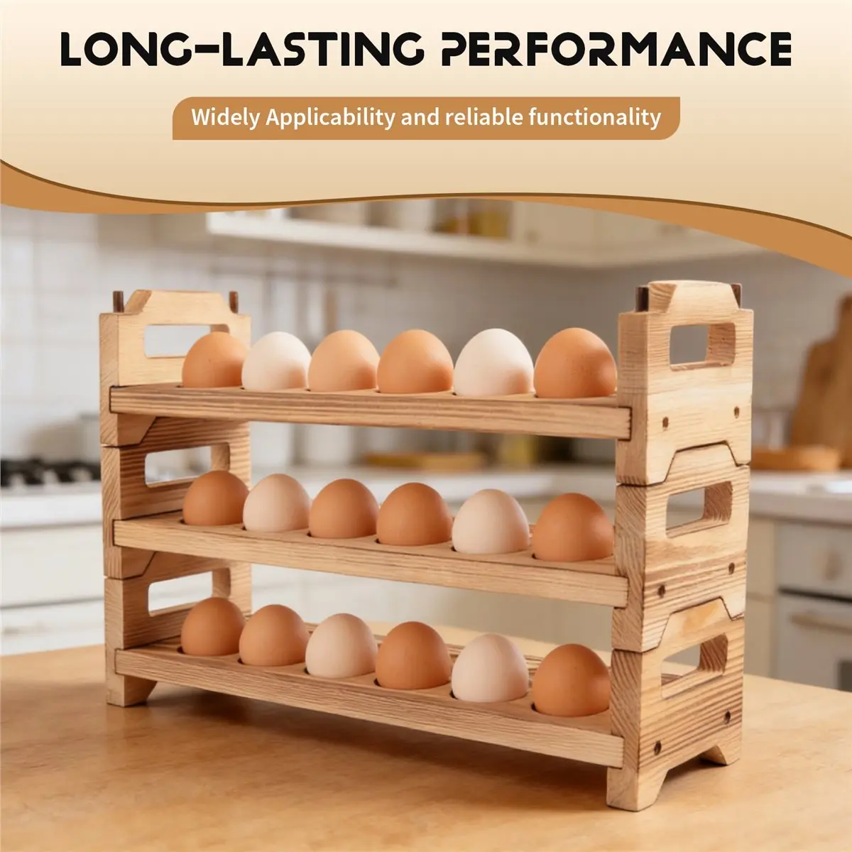 Nices Wooden Egg Holder Countertop Fresh Egg Holders Firewood Egg Collecting Rack for Gathering Fresh Eggs Kitchen Organizer