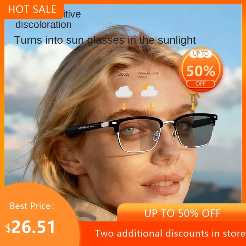 

Интеллектуальные Bluetooth-очки с изменением цвета, защитой от УФ-излучения, высококачественным гальваническим покрытием, аналогичным HW, и длительным временем автономной работы до 10 часов. Новинка 2026 года.