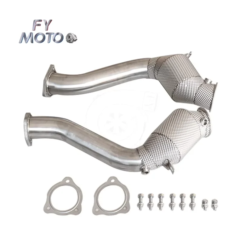 

For Por sche Cayenne 3.6T 14-18 Catted Heat Shield Downpipe