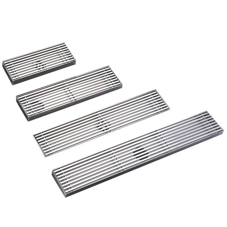 Concealed Tile 304 Stainless Steel Insert Long Shower Floor Drain Bathroom Invisible Rectangle Ceramic Tile Floor Drain