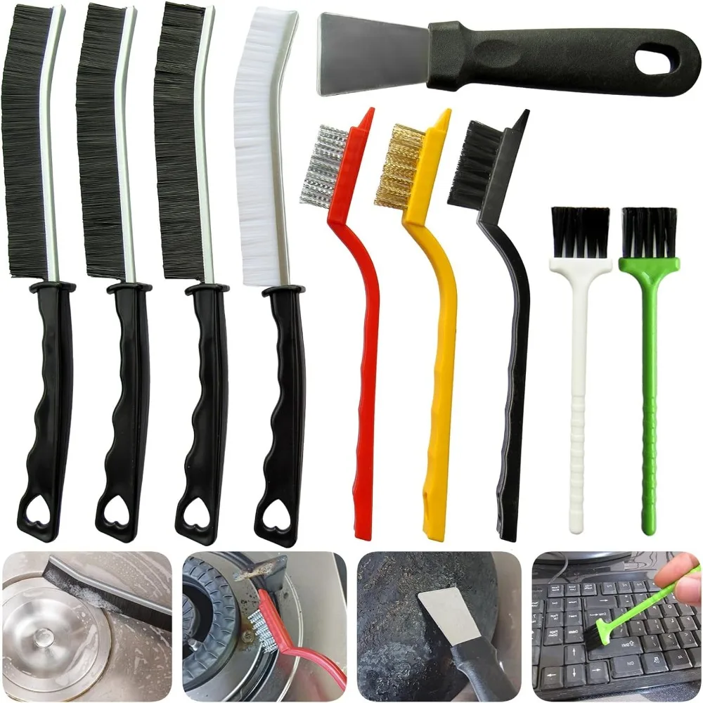 

10Pcs Crevice Cleaning Tools, Household Cleaning Brush，Hard Bristle Brushes for Small Spaces, Bathroom, Kitchen, Tiles, Vents