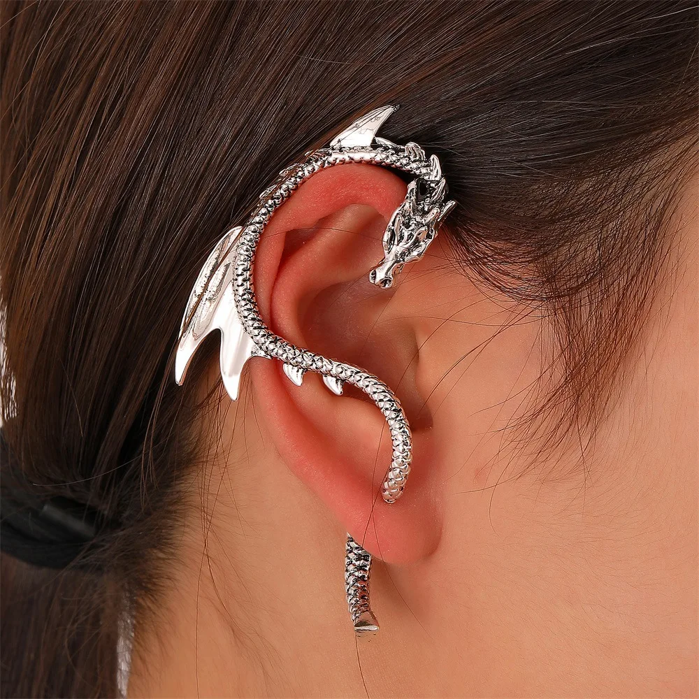 Retro Punk Unique Design Elegant Exquisite Light Luxury Exaggerated Dragon-Shaped Female Jewelry Couple Party Senior Giftentine