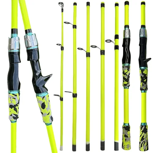 Imagen 1 del producto Caña de pescar con señuelo giratorio de fundición de 1,8/2,1 m, caña de pescar ultraligera de carbono para viaje, 4/5 secciones con mango de EVA para todas las aguas