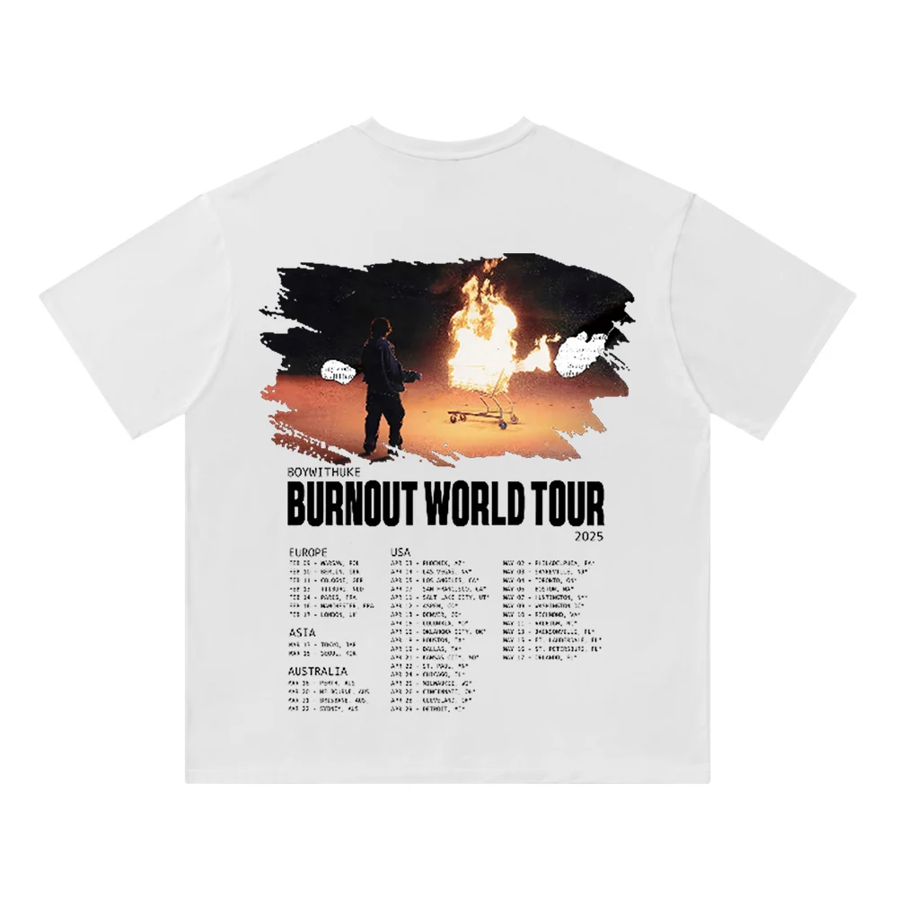 Boywithuke Burnout Tour 2025 Merch Cotton T-Shirt Crewneck Tee Shirt graphic t shirts Summer Short Sleeved Streetwear 