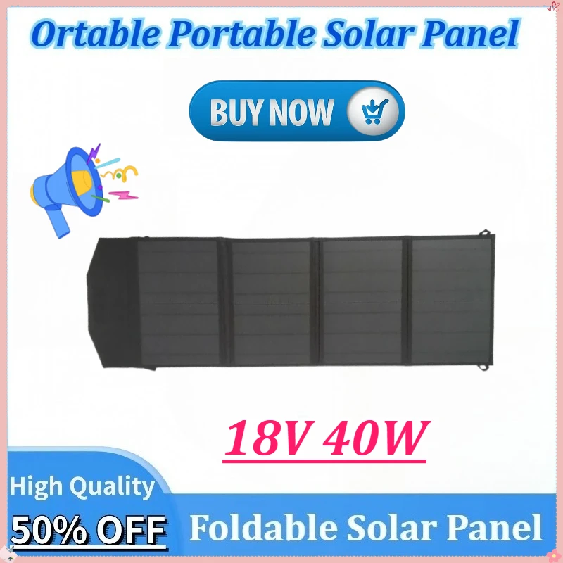

New 40W Ortable Solar Panel 18V High Power Foldable Solar Panels Charger Full Time Power Mobile Power Supply Outdoor Generator