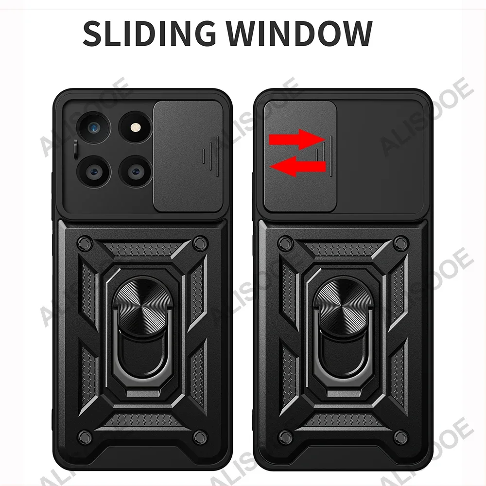 For Honor X8B Case Armor Slide Camera Lens Protection Cover for For Honor X8B LLY-LX1, LLY-LX2, LLY-LX3 Ring Stand Holder Capa