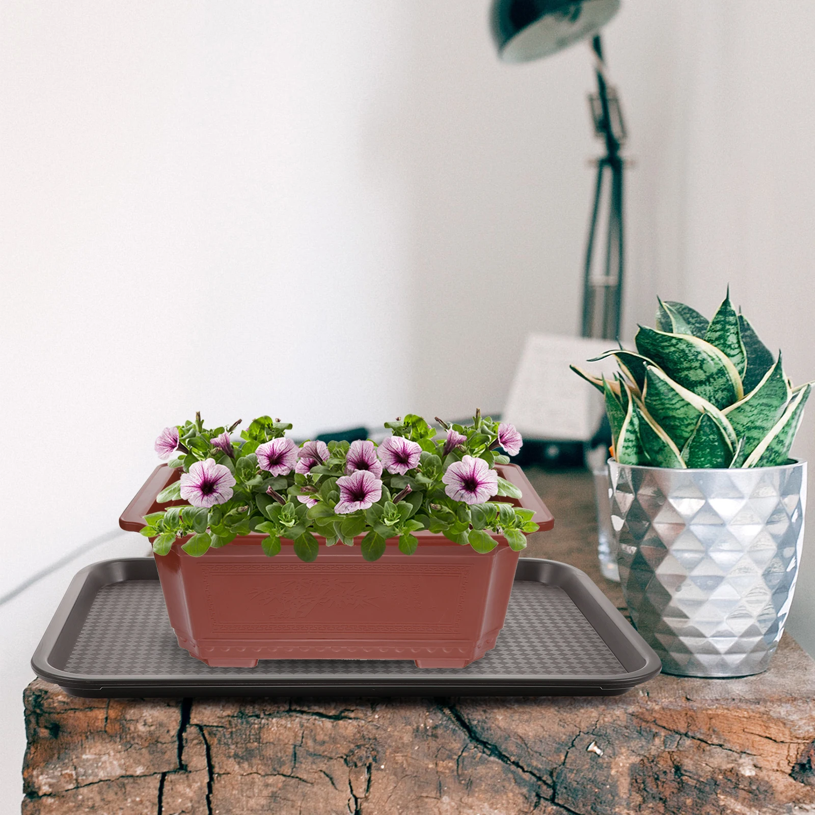 

Shoe Tray Medium Brown Reusable Plastic Storage Plate for Indoor Boots Shoes Slippers Car Trunk Potted Plant Hallway Home