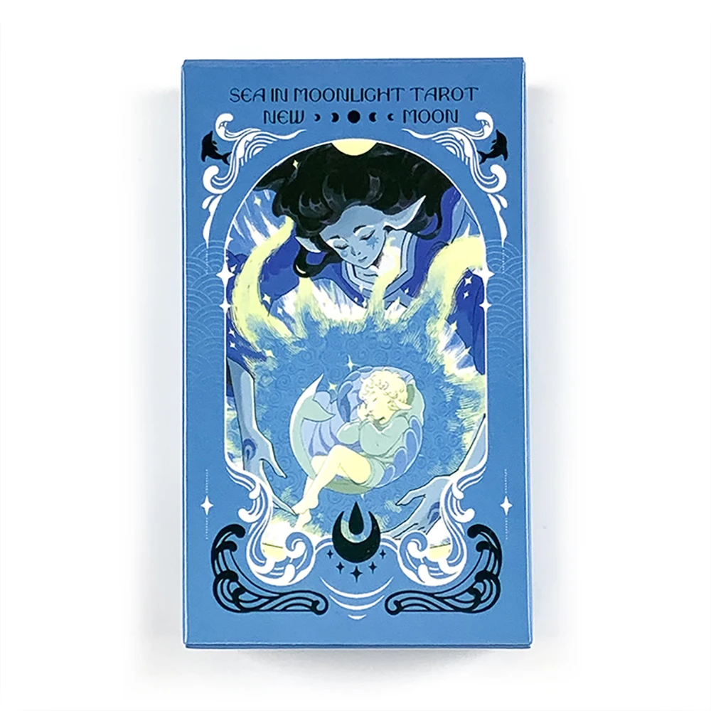 Sea in Moonlight Tarot Cards 78 Card English Version Divination Board Games , Perfect for Emotional Healing & Intuitive Reading