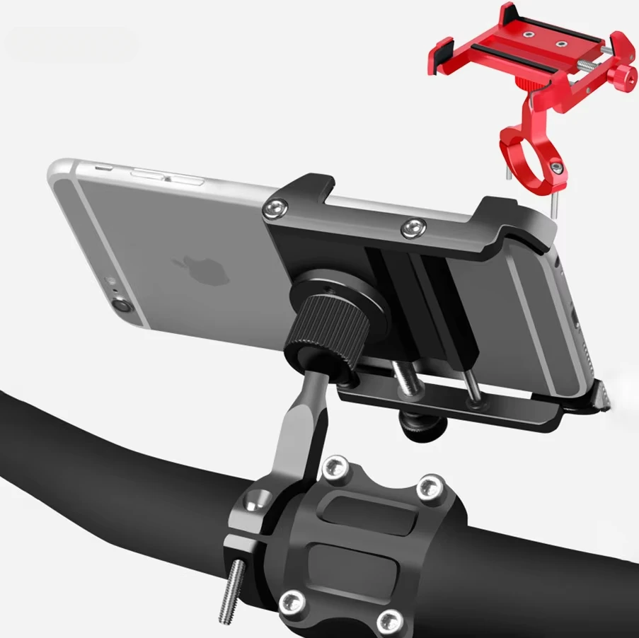 Cauklo Aluminum Motorcycle Bicycle Phone Holder 360 Rotation For iPhone 16 Universal Bike Mobile Phone GPS Mount Handlebar Stand