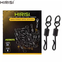 Terminal de pesca de carpa de 20 piezas, accesorios de aparejos, cuerpo largo, presión giratoria de pesca en forma de Q con anillo sólido AE007S