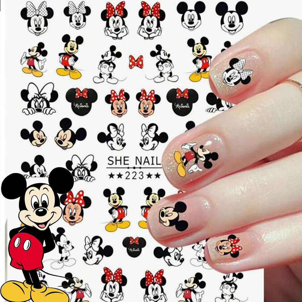 1pcs New Cartoon Disney Mickey Mouse Nail Sticker 3D Christmas New Year Anime Hello Kitty/Donald Duck/Stitch Nail Decal DlY Deco