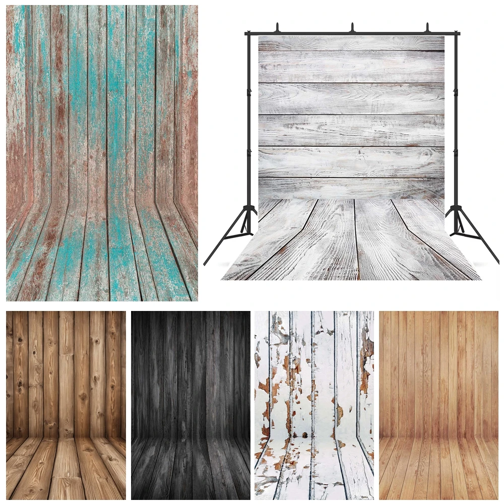

MOON.QG Wooden Board Texture Birthday Decoration Brown White Newborn Photo Studio Photozone Background Backdrops For Photography