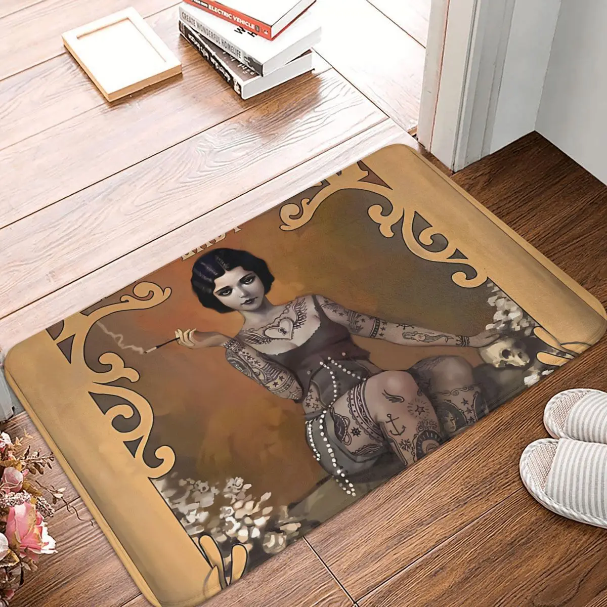 The Amazing Tattooed Lady Vintage Circus Poster Meme Y2K Anti-Slip Rug Doormat Living Room Mat Hallway Carpet Indoor Decorative