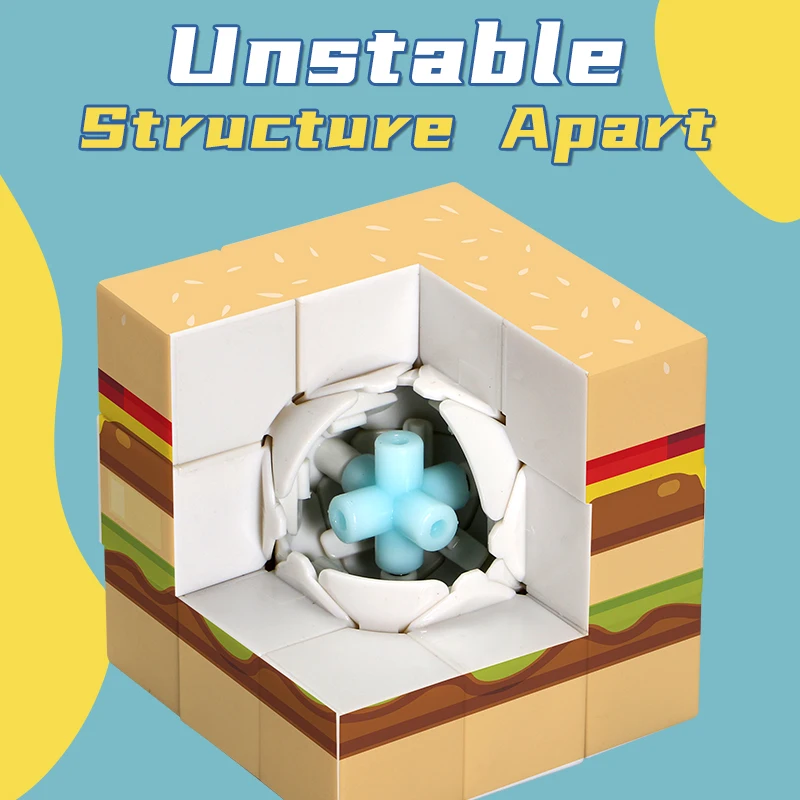 Cubo mágico 3x3x3 3d uv impresso hambúrguer alívio do estresse quebra-cabeça profissional jogo de velocidade suave brinquedo das crianças presente
