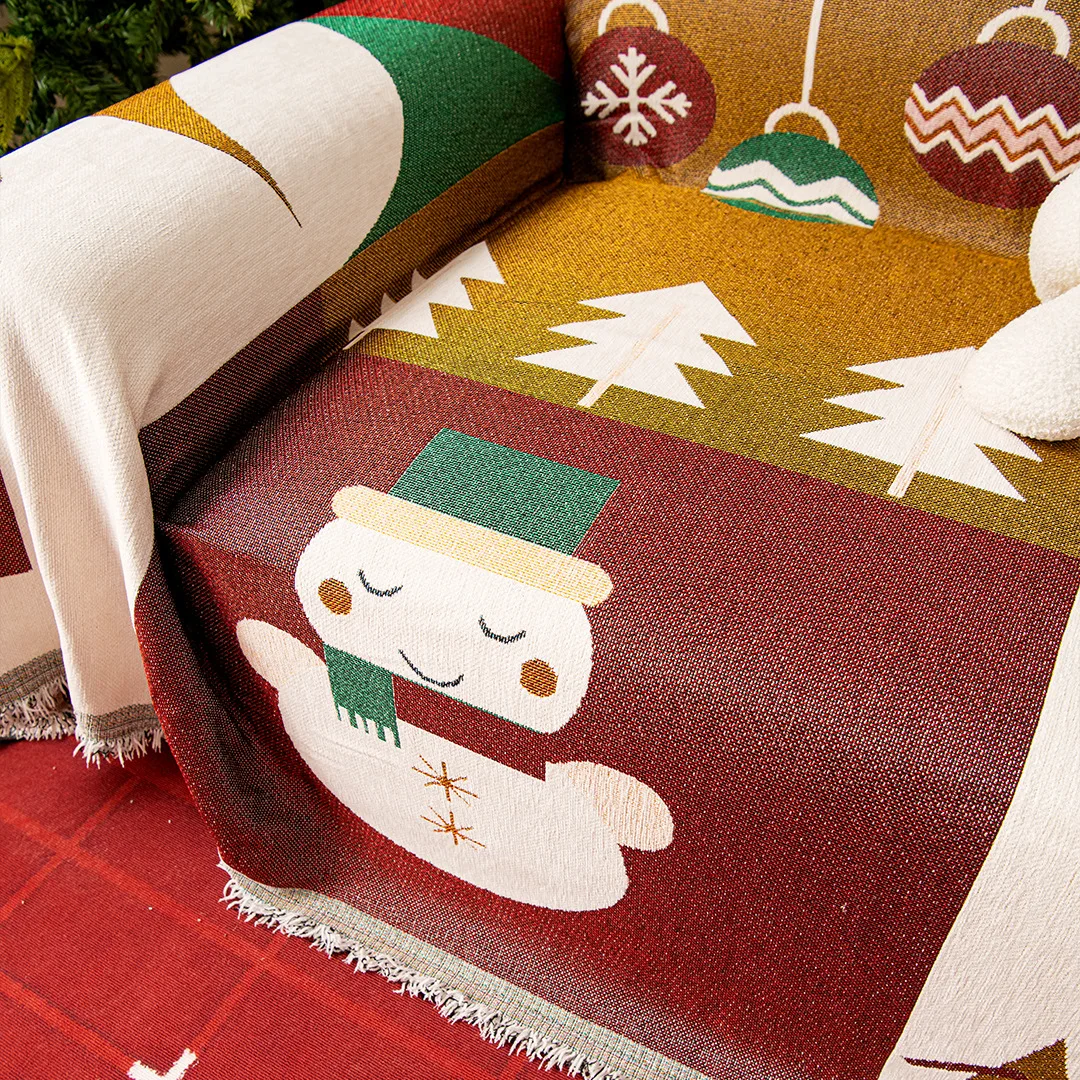 Christmas Festival Decoration Chenille Sofa Cover,All Seasons Blanket Sofa Towel,Living Room Sofa Cover,Anti-cat Scratch Cover