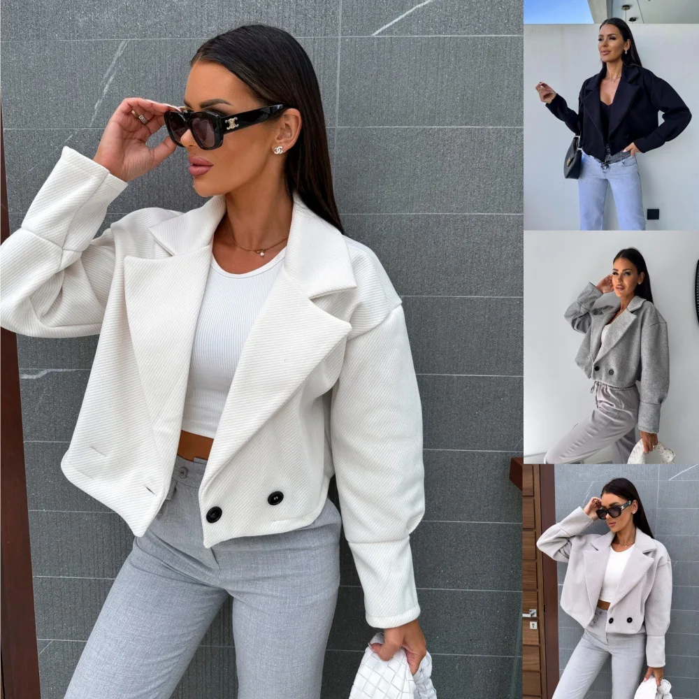 

Autumn Winter Fashion Suit Collar Solid Short Woolen Coat Women Casacas Para Mujer Пальто Женское Зимнее Куртка Осень Женская