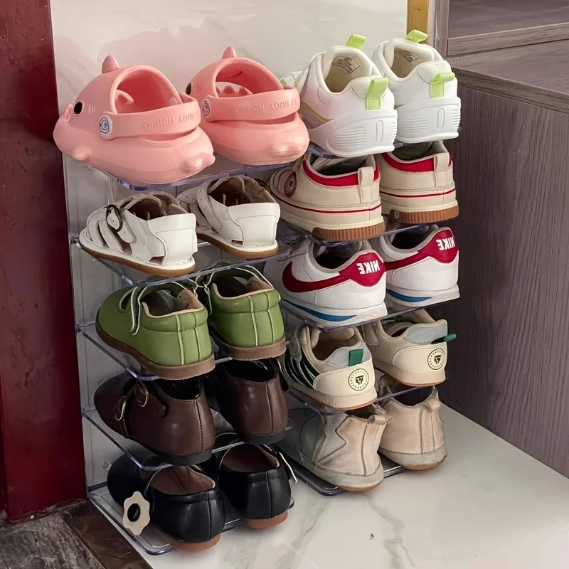 2-Pack Freestanding Plastic Shoe Rack Organizer, Multi-Tiered Space-Saving Storage Shelves for Various Room Types,Standing Shel